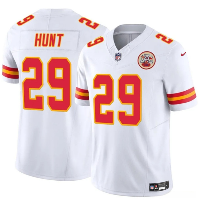 Men??s Kansas City Chiefs #29 Kareem Hunt White 2024 F.U.S.E. Vapor Untouchable Limited Football Stitched Jersey